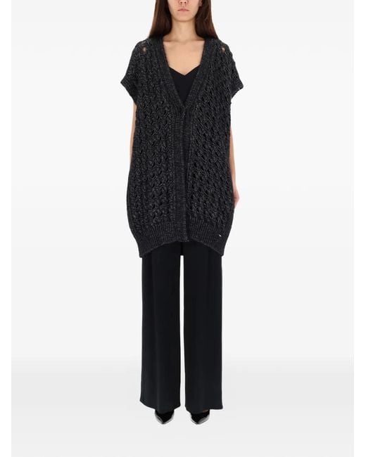 Herno Black Vest With Perforated Workmanship