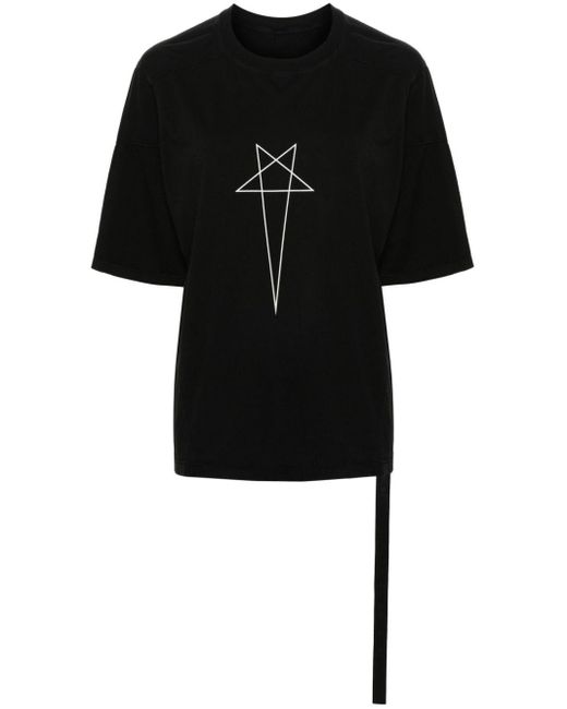 Rick Owens T-shirt Met Sterprint in het Black