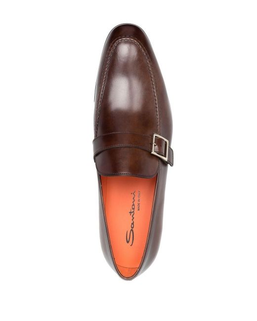 Santoni Buckled Leather Loafers in 