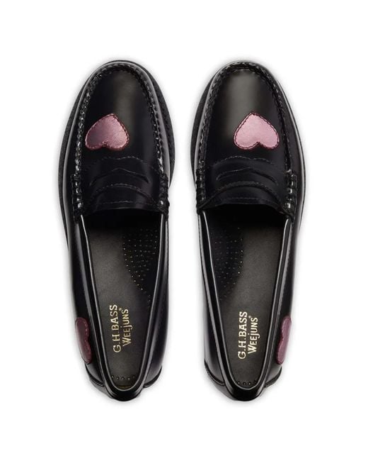 G.H.BASS Black Weejuns Love Penny Loafers