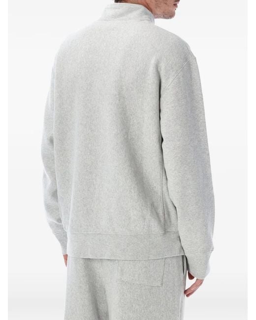Champion Gray Logo-Patch Quarter-Zip Sweater for men