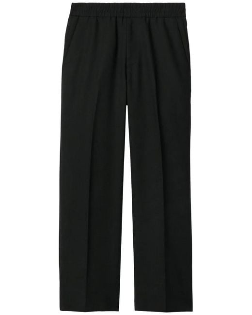 Burberry Black Wool-Blend Straight-Leg Trousers for men
