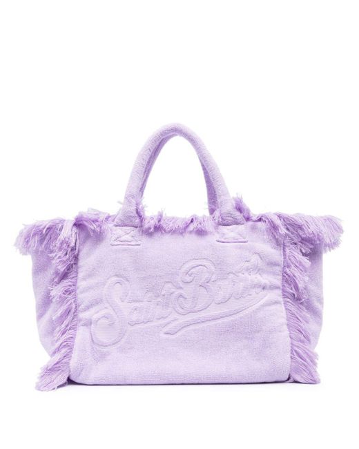 Mc2 Saint Barth Purple Vanity Terry-cloth Embossed-logo Bag