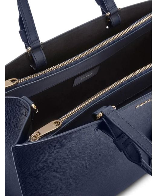 Furla Blue Large Deva Leather Tote Bag