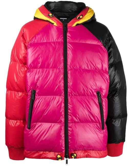 DSquared² Pink Hooded Puffer Down Jacket for men