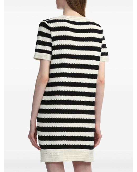 B+ AB Black Horizontal Stripe Knitted Short-sleeved Dress