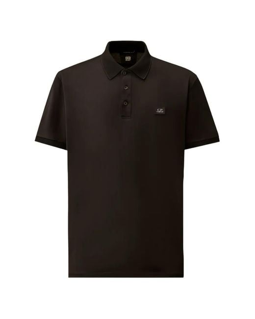 C P Company Black 70/2 Mercerized Jersey Gasato Short Sleeve Polo for men