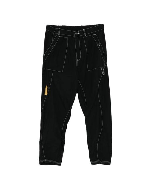 Undercover Black Contrast-Stitch Tapered Pants for men