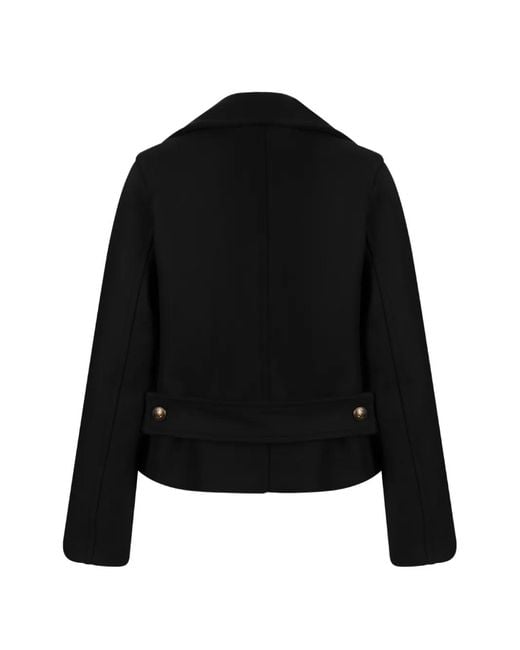 Sealup Black Double-Breasted Peacoat Jacket