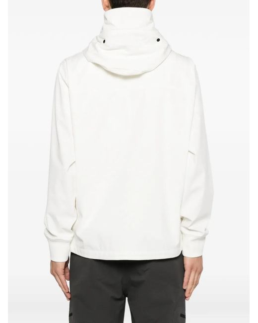 C P Company White Goggle-Detail Hooded Jacket for men