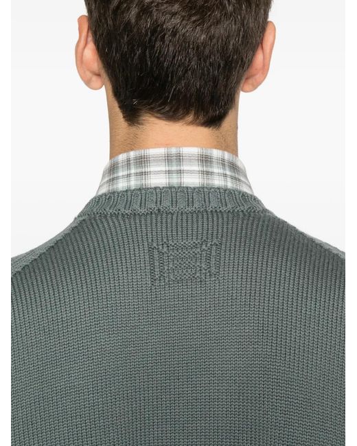 Drumohr Gray Ribbed Crew-Neck Sweater for men