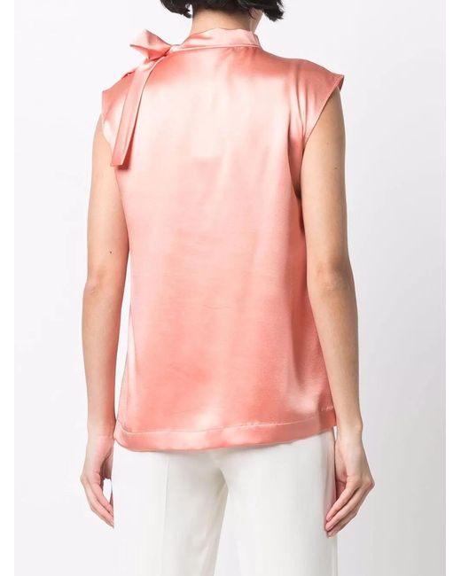 Alberta Ferretti Pink Bow-Detail Satin Blouse