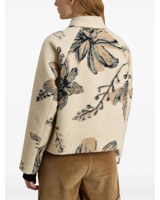 Woolrich Natural Floral-Jacquard Overshirt