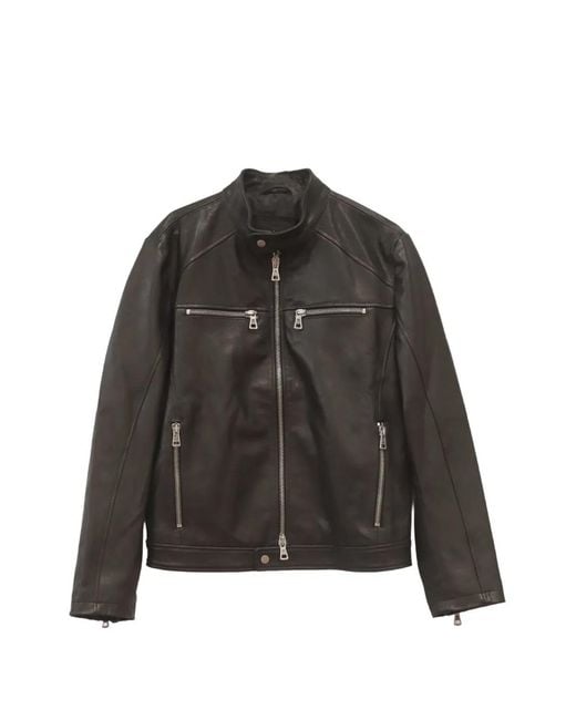 HTC Black Too Fast For Cops Leather Biker Jacket for men