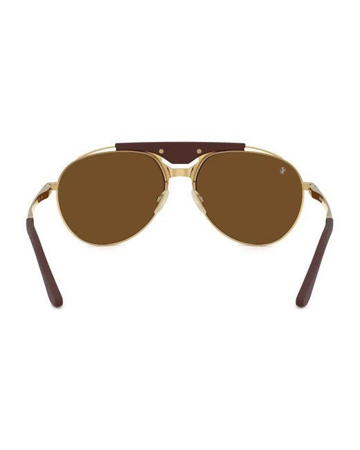 Ferrari Brown Pilot-Frame Sunglasses for men