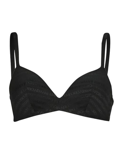 Giorgio Armani Black Logo-Pattern Cup Bra