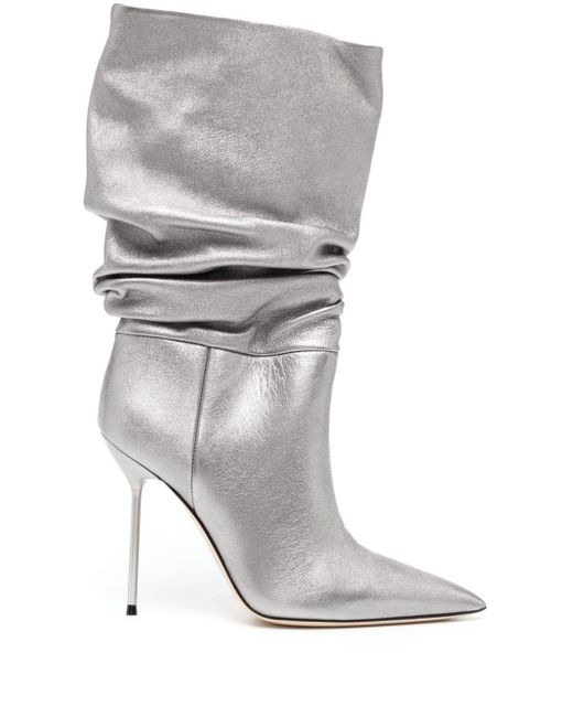 Paris Texas Gray Lidia 105mm Leather Boots