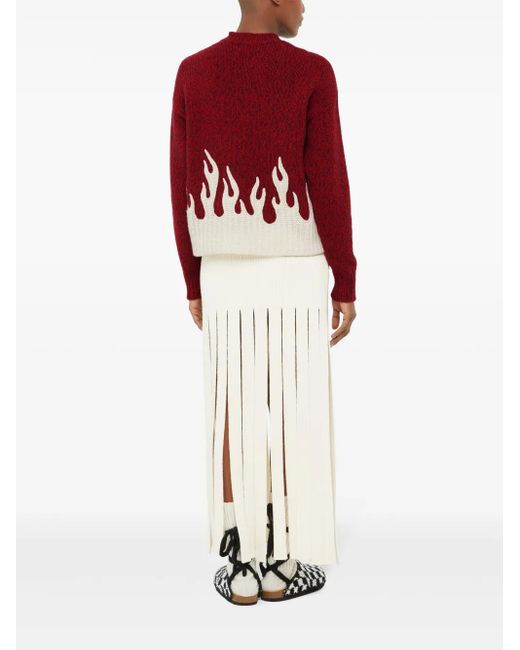 Alanui Red Crew-Neck Wool-Cashmere Blend Jumper