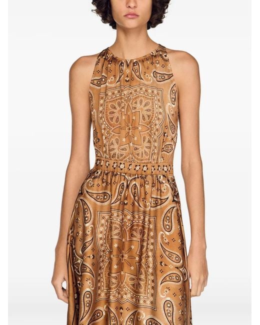 Sandro Natural Maxi Bandana-Print Dress