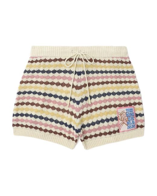 Zimmermann Natural Drawstring Knitted Shorts