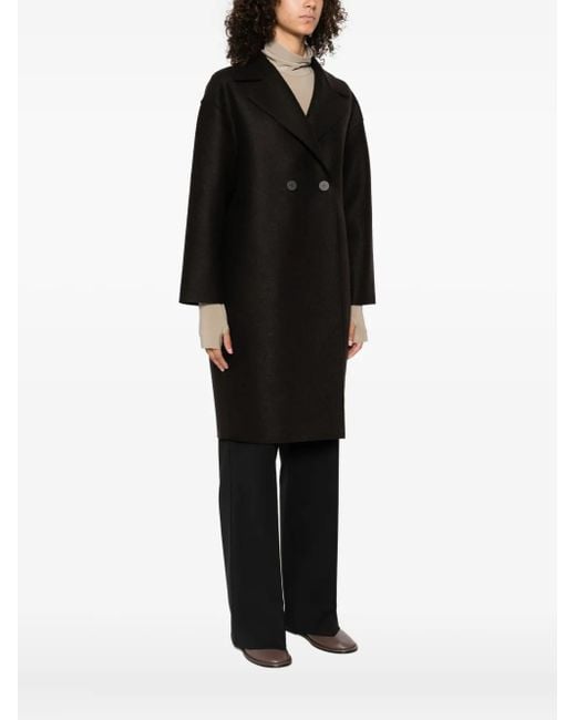 Harris Wharf London Black Double-Breasted Wool Coat