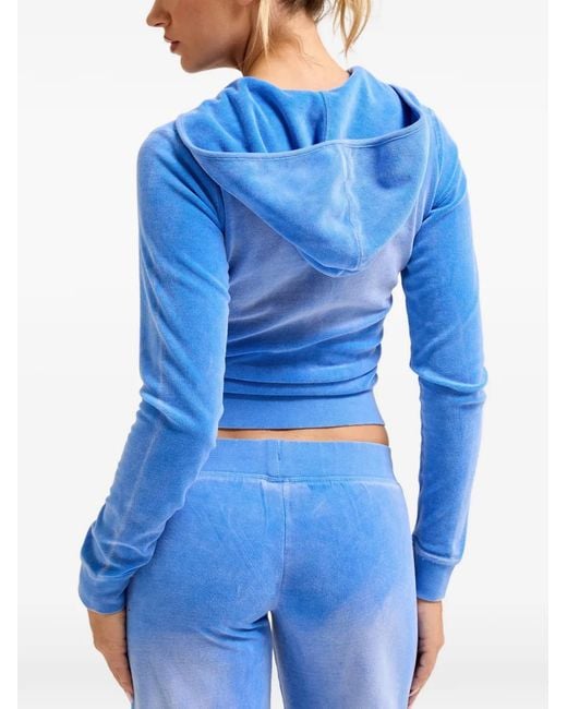 Juicy Couture Blue Washed-Effect Zip-Up Hoodie
