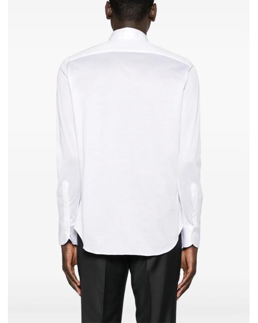 Canali White Spread-Collar Cotton Shirt for men