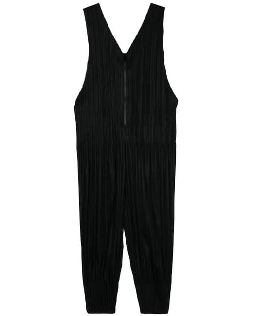 Pleats Please Issey Miyake Black Plissé-Effect Jumpsuit
