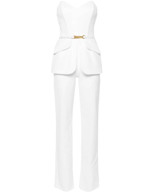 Elisabetta Franchi Strapless Jumpsuit in het White