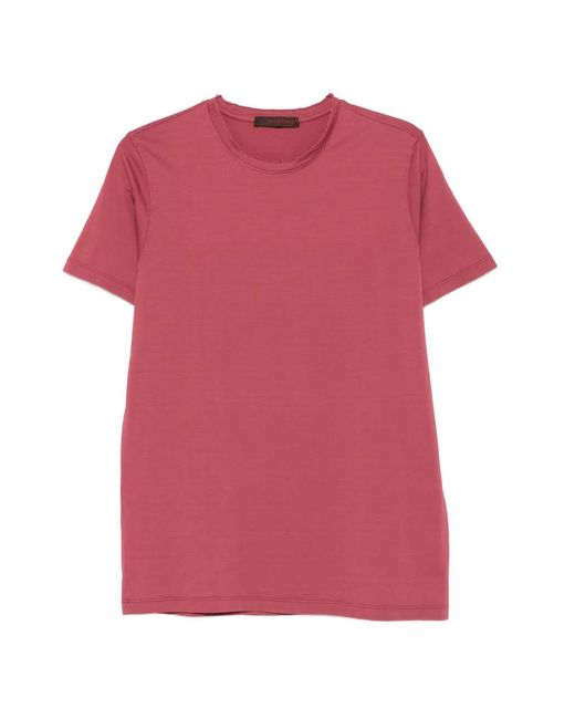 Jeordie's Pink Raw-Edge Short-Sleeve Cotton T-Shirt for men