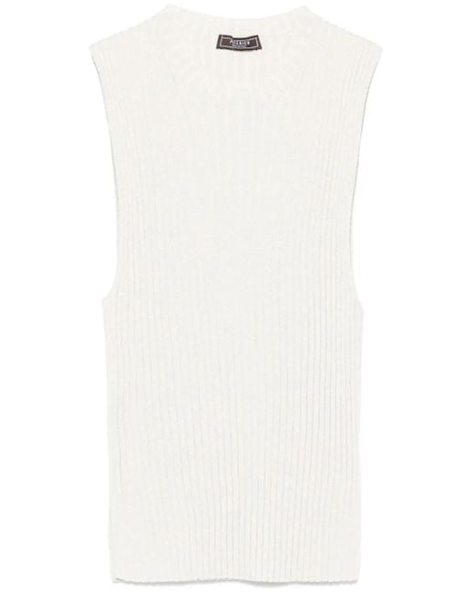 Peserico White Fine-Ribbed Tank Top