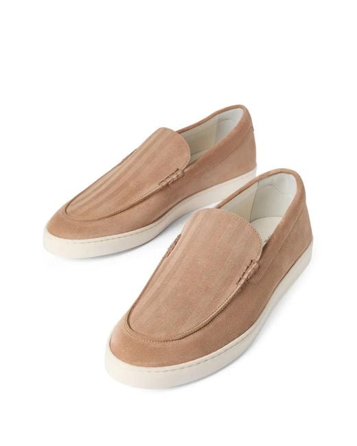 Brunello Cucinelli Brown Chevron-Effect Loafers for men
