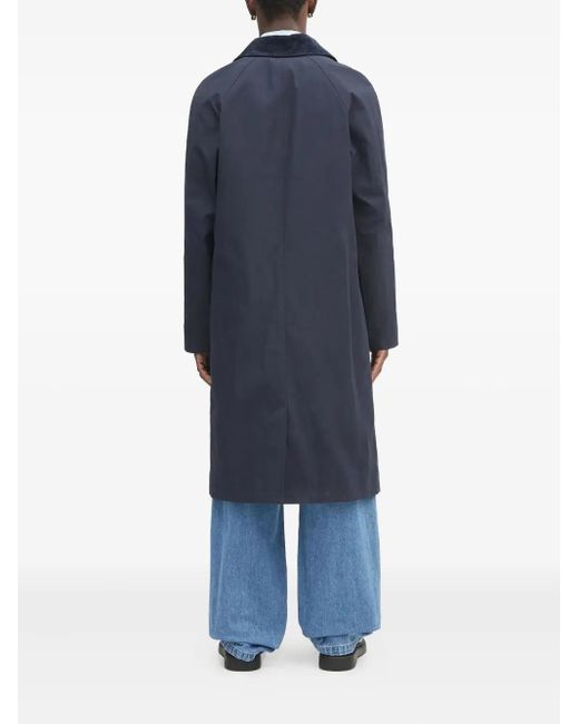 A.P.C. Blue Corduroy-Collar Long Coat for men