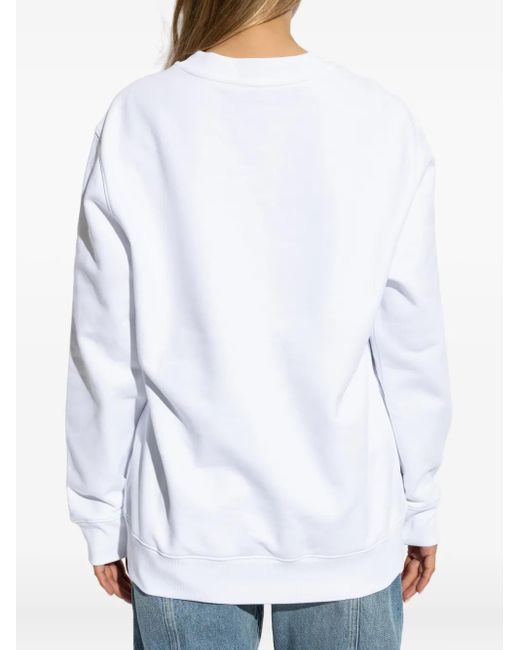 Moschino White Laurel Wreath Embroidered Sweatshirt