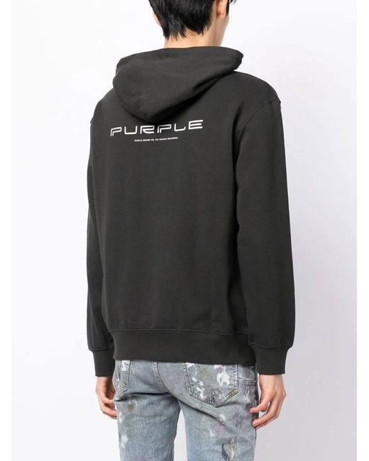 Purple Brand Black French Chain-Link Print Hoodie for men