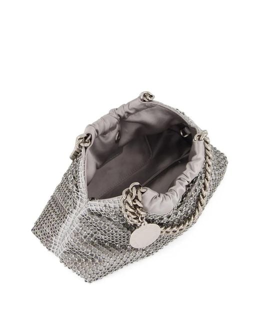 Stella McCartney White Mini Falabella Crystal-Mesh Shoulder Bag