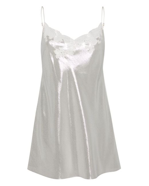 Carine Gilson White Lace-detailing Lurex Nightdress