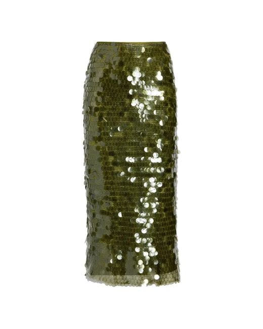 Cinq À Sept Green Calista Sequin Skirt
