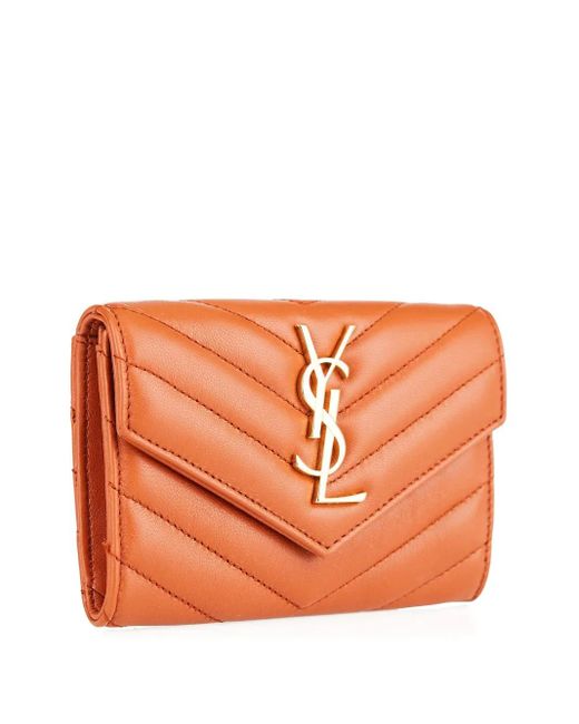 Saint Laurent Orange Mini Envelope Wallet