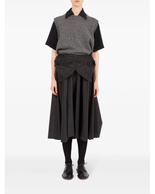 Maison Margiela Black Midi Skirt With Layered Design