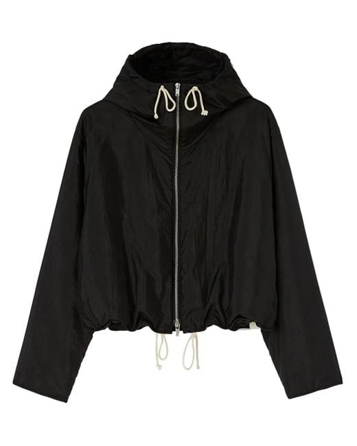 Jil Sander Black Crop Padded Jacket With Drawstring