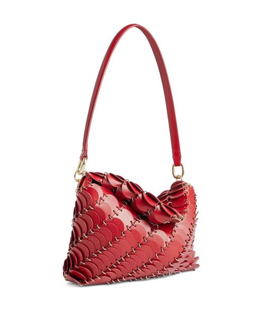 Rabanne Red Scale-Pattern Leather Shoulder Bag