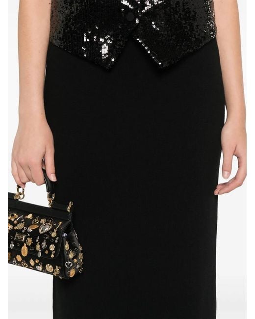 P.A.R.O.S.H. Black Knitted Midi Skirt