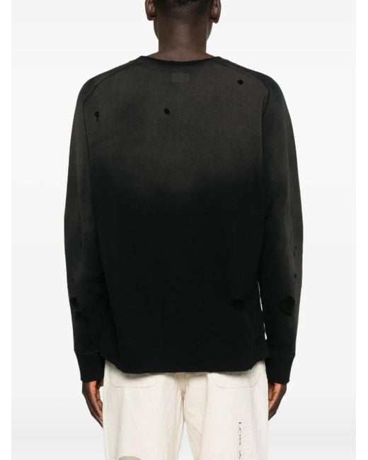 Needles Black Butterfly-Print Distressed-Effect Sweatshirt for men