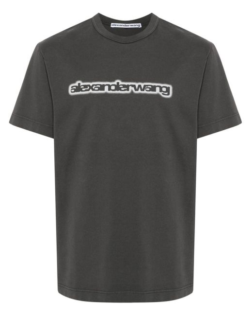 T-shirt en coton à logo imprimé Alexander Wang en coloris Black