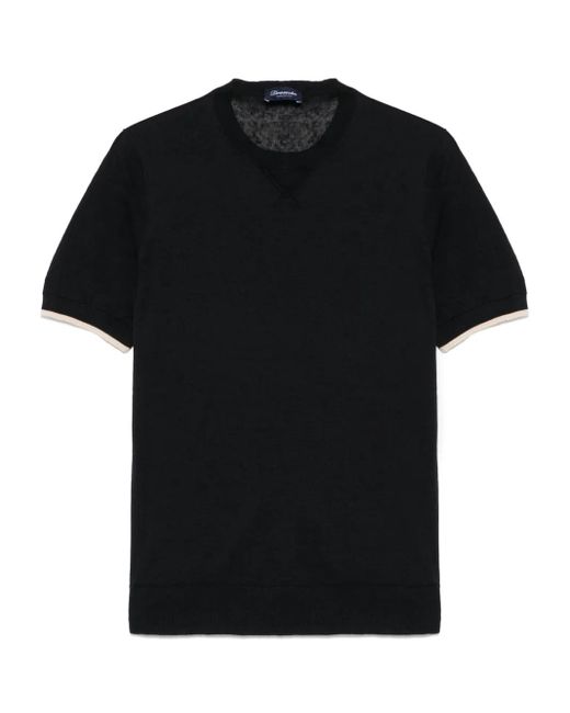 Drumohr Fein Gestricktes T-Shirt in Black für Herren