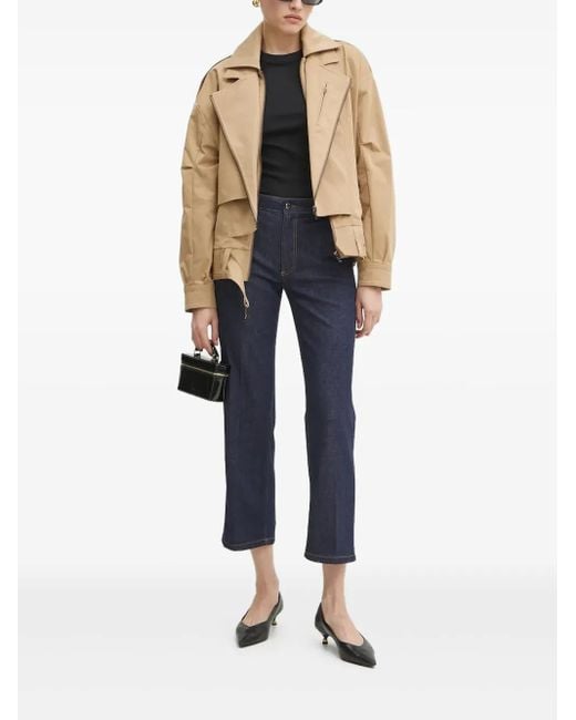Bardot Blue Belted Zip-Up Biker Jacket