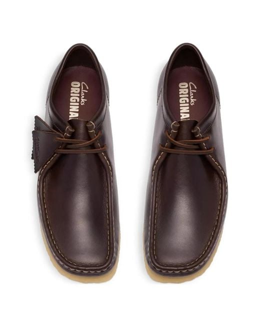 Clarks Brown Bottes Wallabee En Cuir À Lacets for men