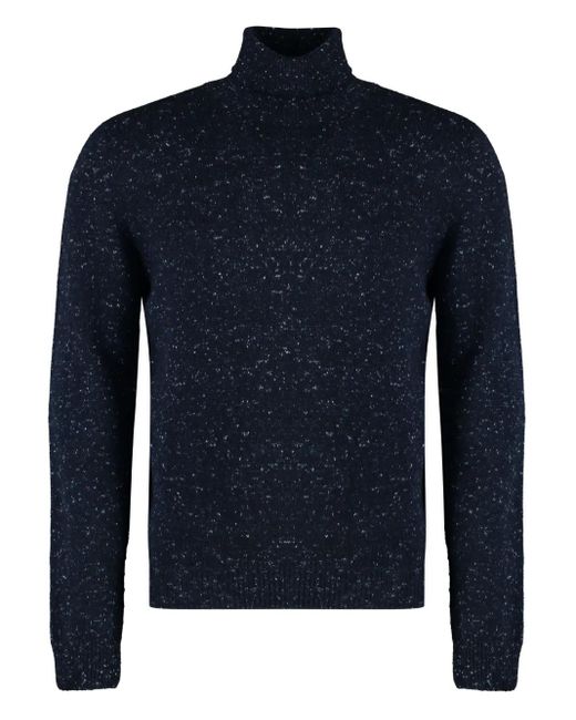 THE (Alphabet) Blue Turtleneck Speckled Cashmere Sweater for men