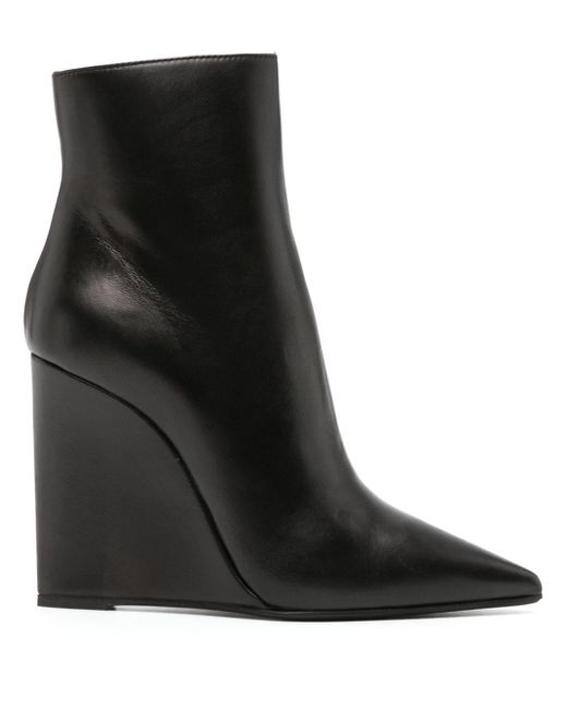 Le Silla Black Kira 120mm Wedge Leather Boots